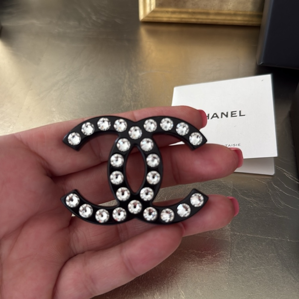 CHANEL Black Brooch with crystal Accents - Picture 2 of 3
